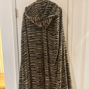 Floor-length 100% Silk Velvet Zebra Stripe Cape with Velvet-Lined Hood